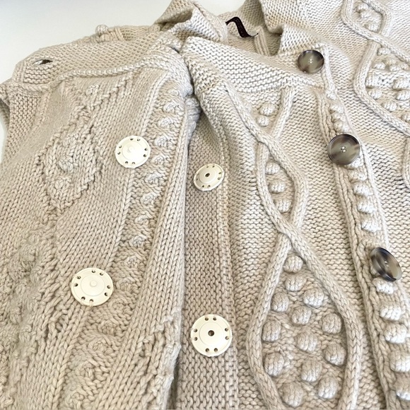 Stella McCartney Wool Cashmere Chunky Cable Knit Bobble Cardigan Dress Ecru IT40 - Picture 9 of 15